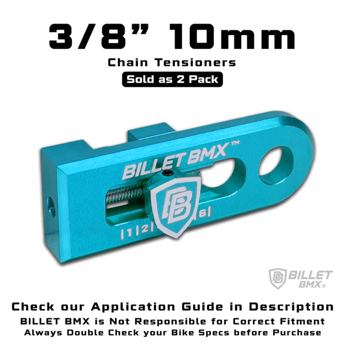 front view of chain tensioners in baby blue