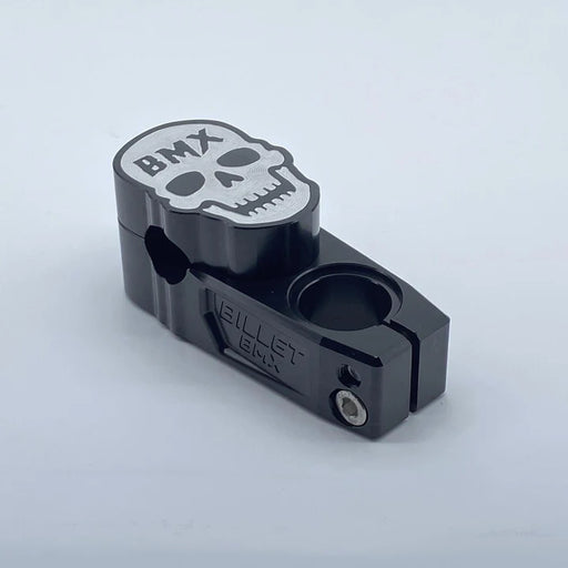 top view of billet bmx skull stem in black