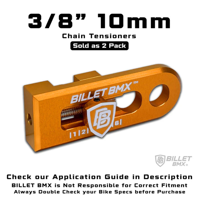 front view of chain tensioners in orange