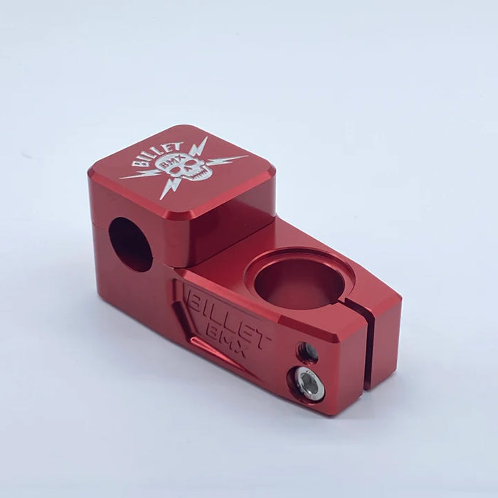 top view of billet bmx skull stem in red