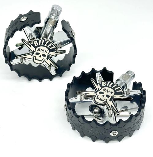 top view of skull pro round series pedals in black