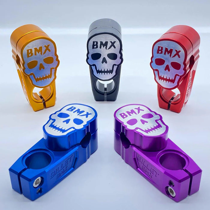 top view of billet bmx skull stem in all colors