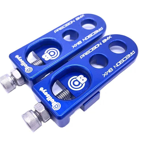 front view of bullseye tensioners in  blue