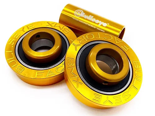 front view of bullseye american bottom bracket in gold