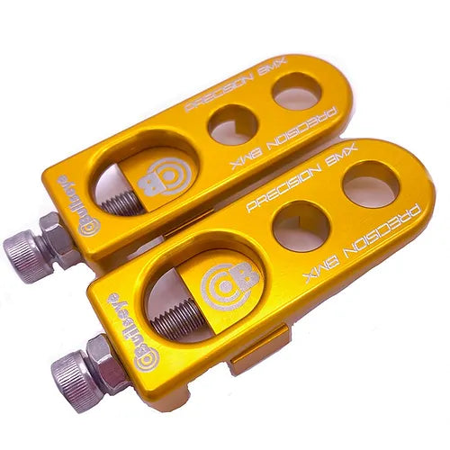 front view of bullseye tensioners in  gold