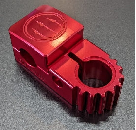 top view of evil alloy sprocket stem in red