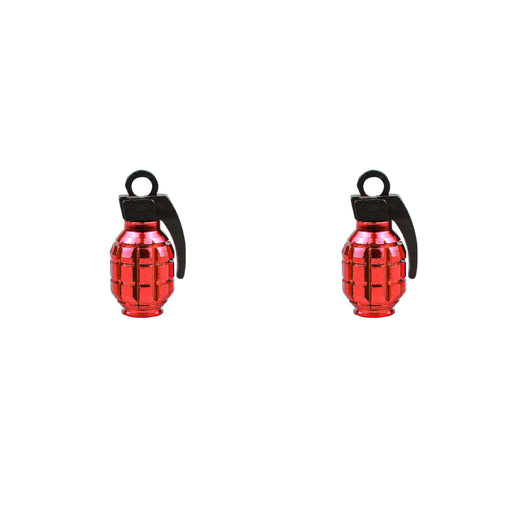 front view of grenade valve caps in red