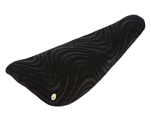 top view of velour banana saddle in black