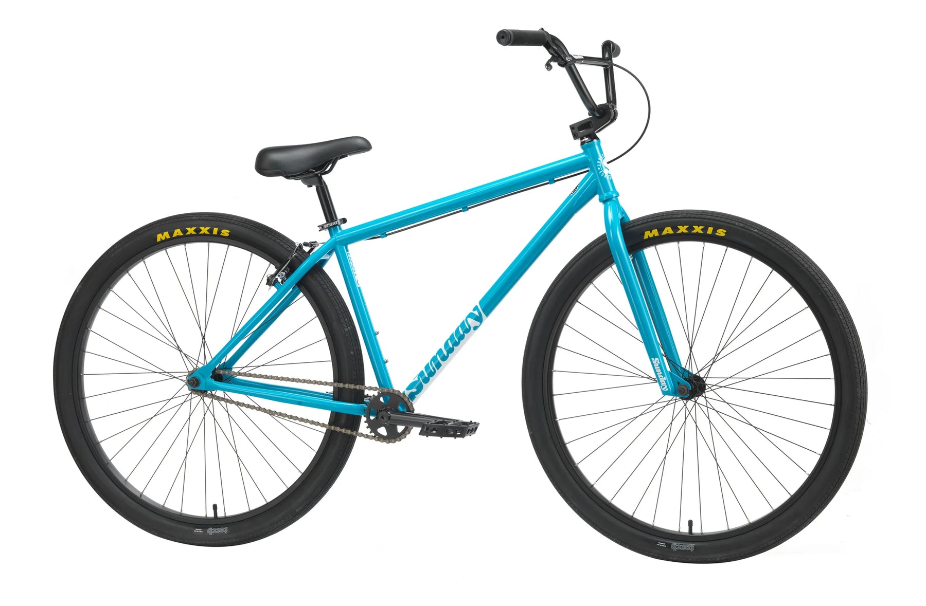 side view of the Sunday High C big bmx bike in surf blue, big bmx bike, wheelie bike, 29er